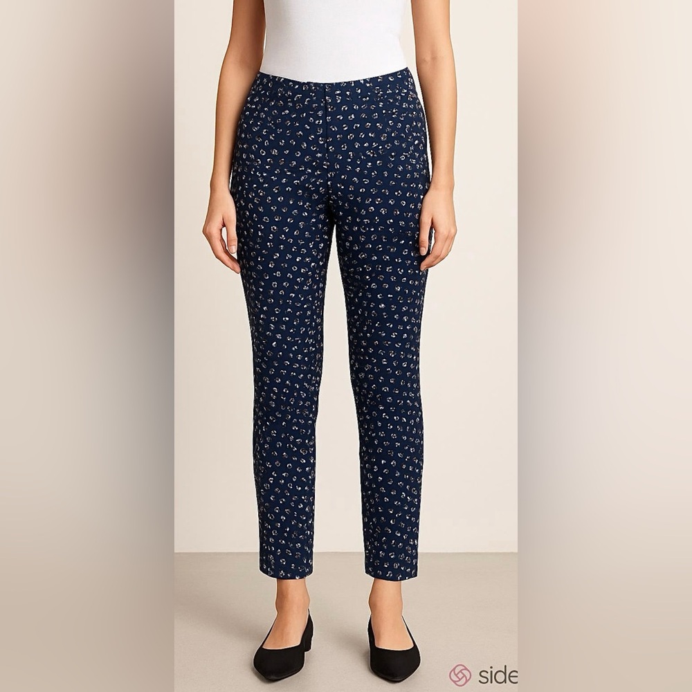 The Limited Drew Fit Blue Red White Floral Print Low Rise Preppy Pants Size 6